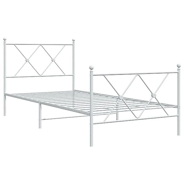 vidaXL Bettgestell mit Kopf- und Fußteil Metall Weiß 90x190 cm 376561 günstig online kaufen