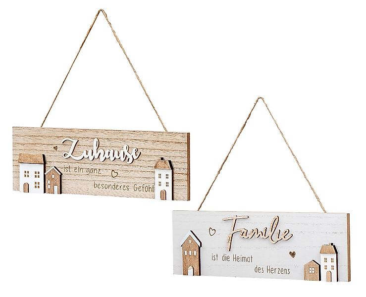 Levandeo® Wandbild, 2er Set Wandschild Familie günstig online kaufen