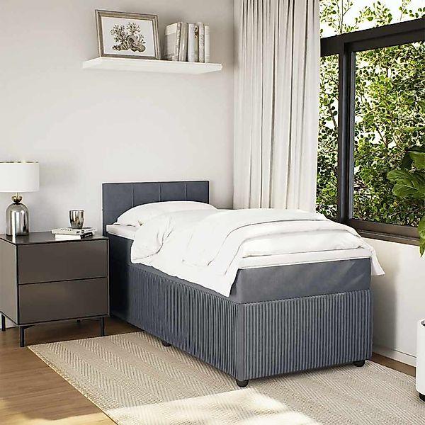 vidaXL Bett Boxspringbett mit Matratze Dunkelgrau günstig online kaufen