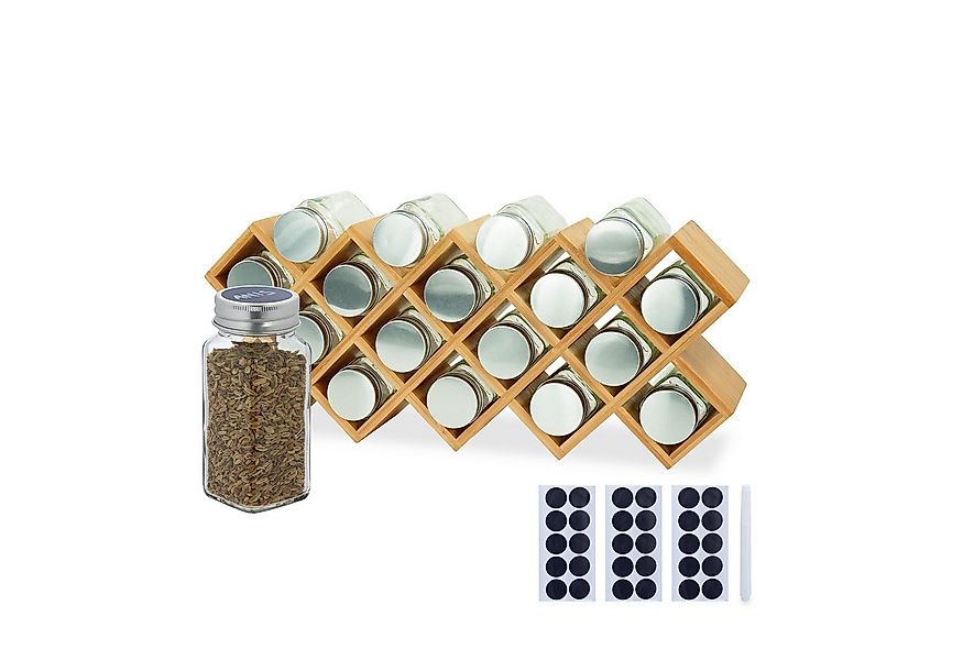relaxdays Gewürzregal Bambus mit Gläs, L günstig online kaufen