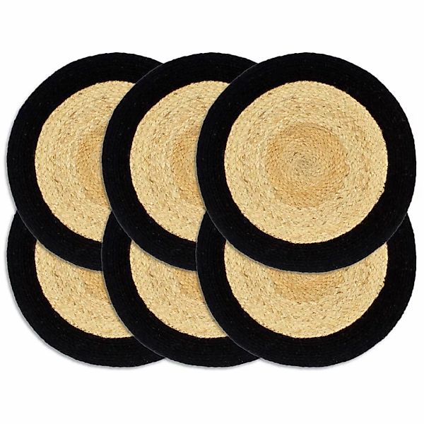 Tischsets 6 Stk. Natur Und Schwarz 38 Cm Jute Und Baumwolle günstig online kaufen