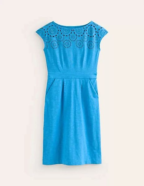 Florrie Jersey-Kleid mit Stickerei Damen Boden, Leuchtendes Blau günstig online kaufen