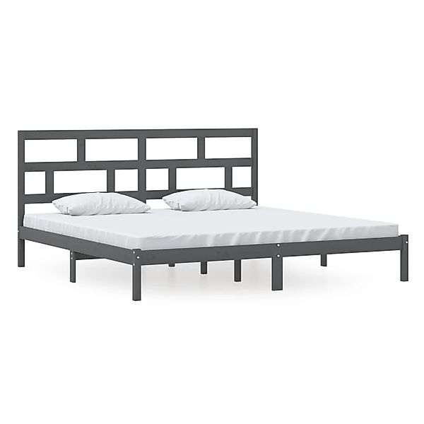 Vidaxl Massivholzbett Grau Kiefer 200x200 Cm günstig online kaufen