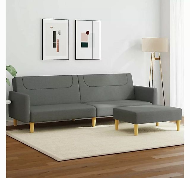 vidaXL Sofa Schlafsofa 2-Sitzer mit Fußhocker Stoff, Modell 2, Dunkelgrau günstig online kaufen