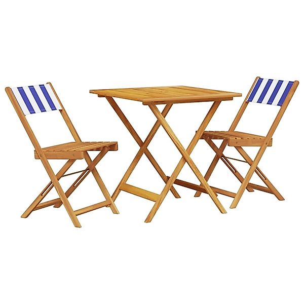 vidaXL 3-Tlg Bistro-Set Blau und Weiß Stoff und Massivholz 3281873 günstig online kaufen