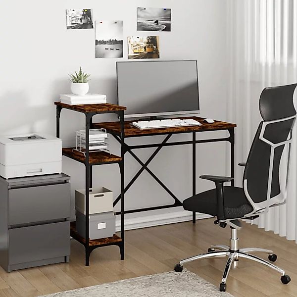 Vidaxl Schreibtisch Mit Regal Räuchereiche 105x50x90 Cm Holzwerkstoff günstig online kaufen