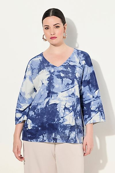 Ulla Popken Strickpullover Pullover Batikdruck Ziersteine günstig online kaufen