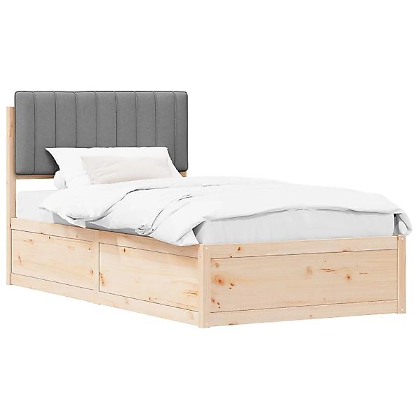 vidaXL Bettgestell mit Gepolstertem Kopfteil Hellgrau 100 x 200 cm 877789 günstig online kaufen