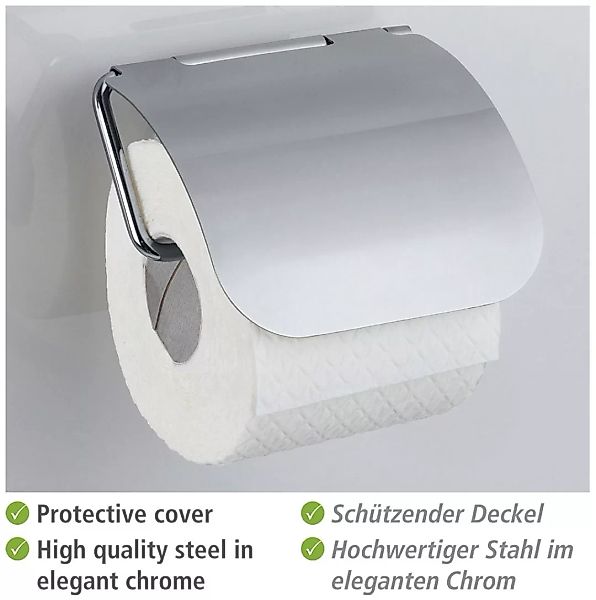 WENKO Toilettenpapierhalter "Static-Loc Plus Osimo", mit Deckel, Befestigen günstig online kaufen