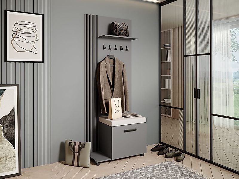 Beautysofa Garderobenschrank Garderobenschrank mit Aufhängern LIVIA günstig online kaufen