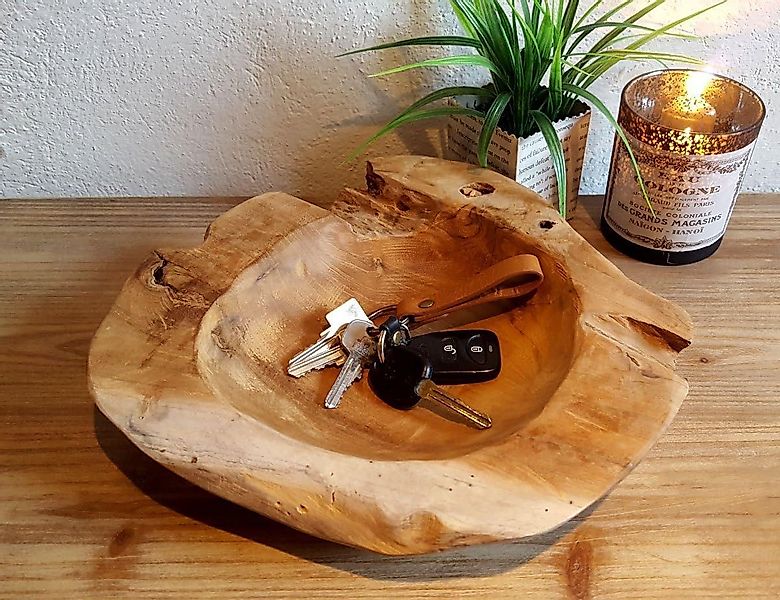 Holz Lichter Dekoschale Teak Dekoschale Ø 30 cm günstig online kaufen