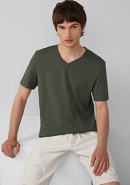 s.Oliver Kurzarmshirt Jersey-T-Shirt mit V-Ausschnitt und günstig online kaufen