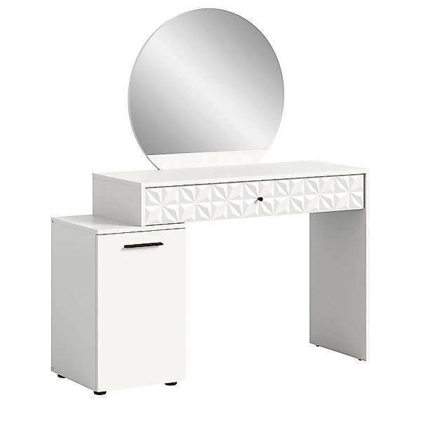 Inn.Furn Schminktisch Weiß Hochglanz 117 cm mit Spiegel Relief günstig online kaufen