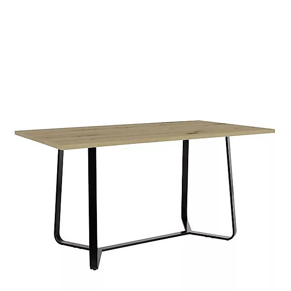Esszimmer Tisch rechteckig in modernem Design Wildeichefarben & Schwarz günstig online kaufen