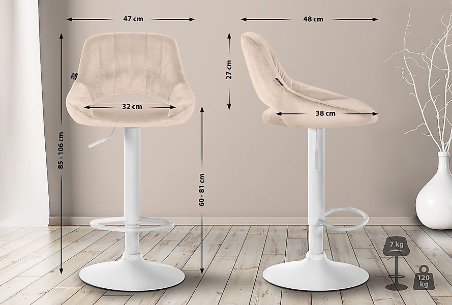 CLP Barhocker Milet, mit Samt-Bezug, drehbar günstig online kaufen