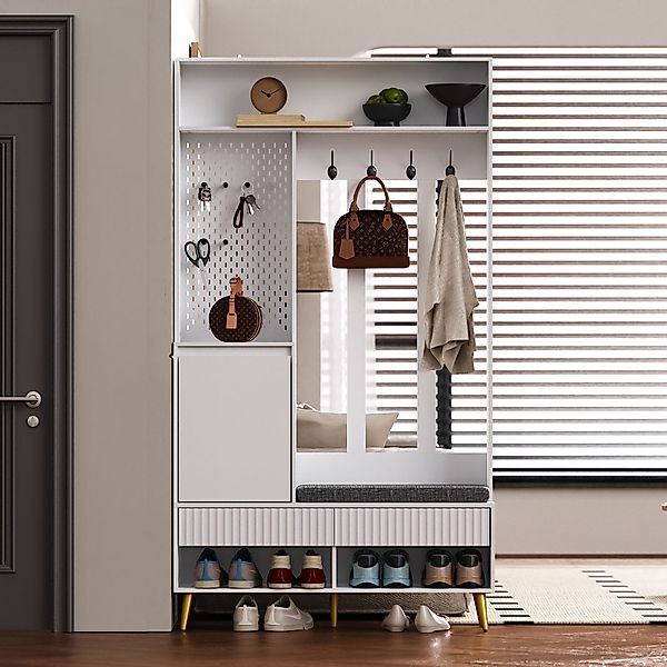 Flieks Garderoben-Set mit Schuhschrank, Kleiderhaken, Pegboard, günstig online kaufen