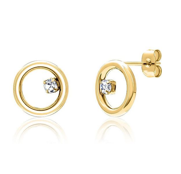 JEWLIX Paar Ohrstecker Schlicht in Gold mit rundem Schmuckelement und Zirko günstig online kaufen