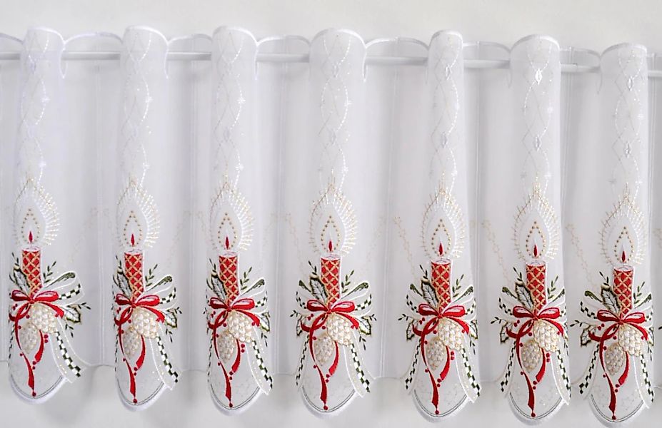 Stickereien Plauen Scheibengardine "Kerzenschein" Stangendurchzug 1 Stk. tl günstig online kaufen