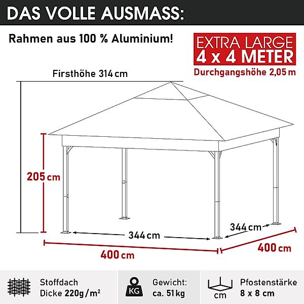 BRAST Pavillon Aluminium Infinity 4x4m viele günstig online kaufen