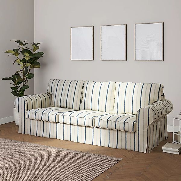 Bezug für Ektorp 3-Sitzer Schlafsofa, neues Modell (2013), creme- blau gest günstig online kaufen