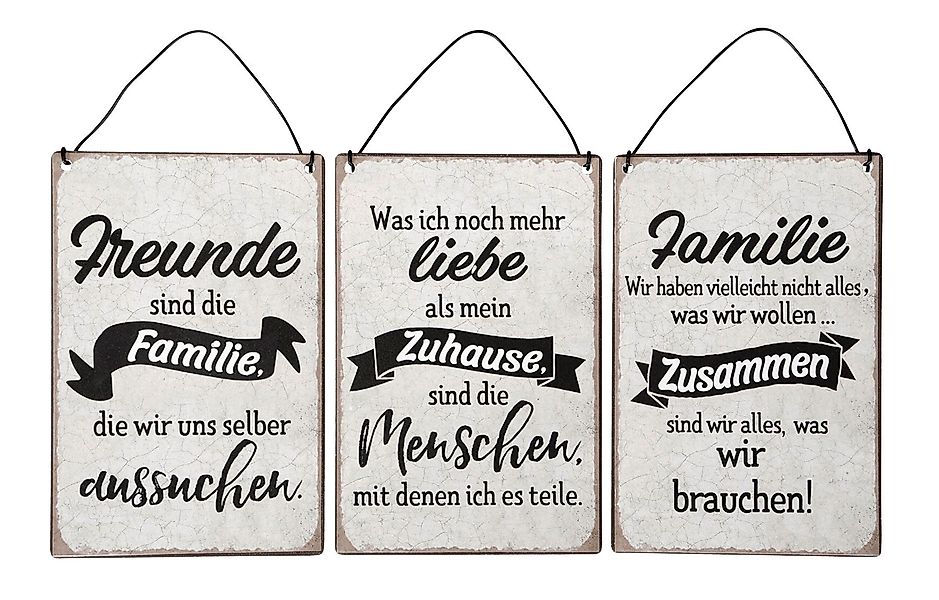 Levandeo® Wandbild, 3er Set Blechschilder H15cm günstig online kaufen