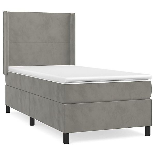 vidaXL Boxspringbett, Boxbett mit Matratze Hellgrau 90x200 cm Samt günstig online kaufen