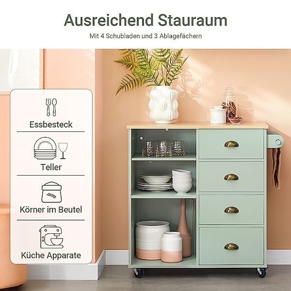 SoBuy Kücheninsel mit 3 Fächern und 4 Schubladen Küchenwagen Sideboard FKW1 günstig online kaufen