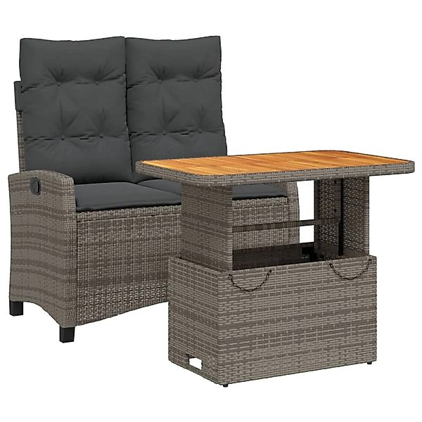 vidaXL 2-Tlg Garten-Essgruppe mit Kissen Grau Poly Rattan 3277406 günstig online kaufen