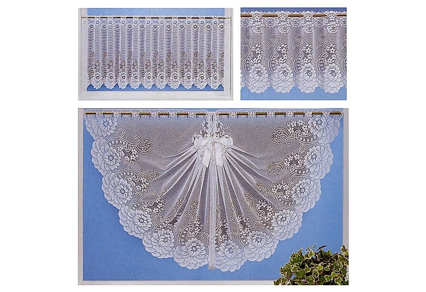 heimtexland Scheibengardine Jacquard Gardine halbtransparent Blumen Bordüre günstig online kaufen