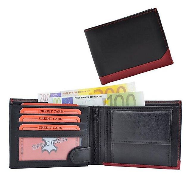 Mini Geldbörse Geldbörse Nappa Leder Scheintasche schwarz rot S (1-tlg) günstig online kaufen