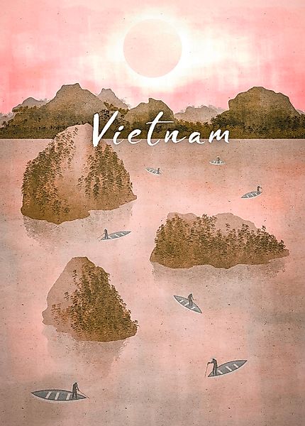 Komar Bild "Vintage Travel Vietnam" Natur 1 Stk. tlg. Wandbild zur Dekorati günstig online kaufen