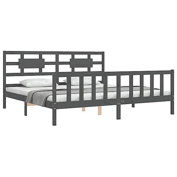 vidaXL Bett Massivholzbett mit Kopfteil Grau 200x200 cm günstig online kaufen