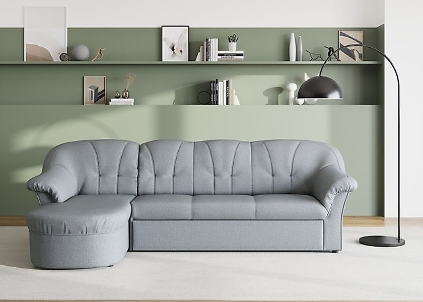 DOMO collection Ecksofa »Pegnitz, elegante Rückensteppung, kompakte Stellma günstig online kaufen