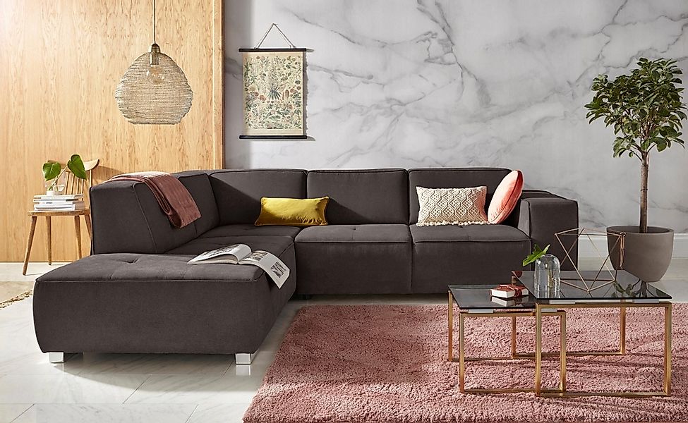 Home affaire Ecksofa "Sapporo L-Form" wahlweise Bettfunktion oder Sitztiefe günstig online kaufen