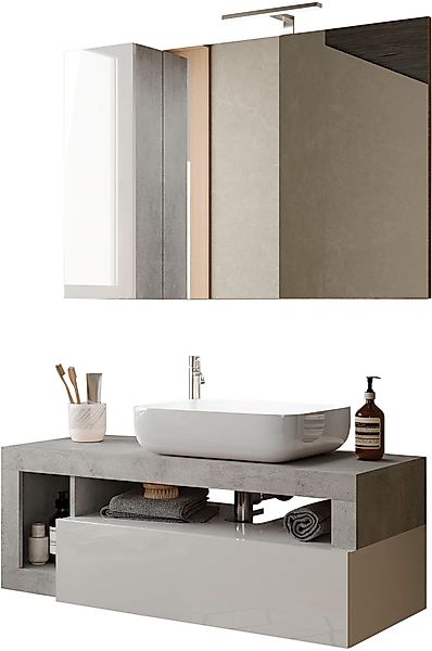 welltime Badmöbel-Set »Hamburg, Badezimmerset 2tlg. Breite 110 cm, Badmöbel günstig online kaufen