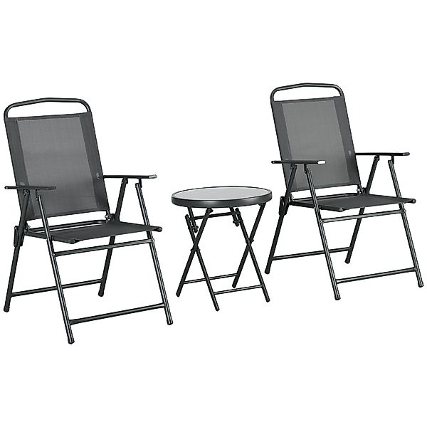 Outsunny Bistro-Set 3-teilig aus Metall Wetterfest Gartenmöbel Set mit klap günstig online kaufen