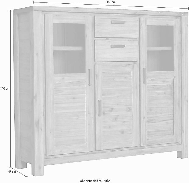 Gutmann Factory Highboard "Tunis", Vitrine, Höhe 140 cm günstig online kaufen