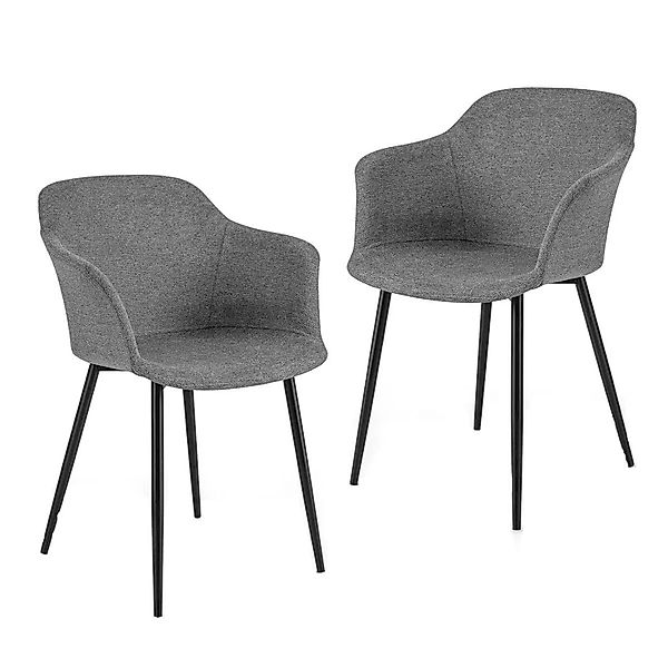 Costway Küchenstühle 2er Set mit Ergonomischer Rückenlehne Küche Grau günstig online kaufen