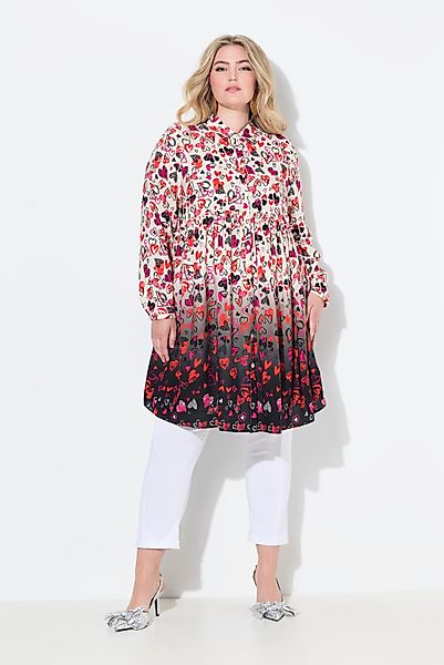 MIAMODA Longbluse Long-Bluse A-Linie Herzen Volant günstig online kaufen