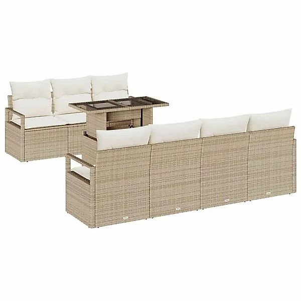 vidaXL Gartensofa-set mit Speicher 8-Tlg Beige und Creme Poly-Rattan 334876 günstig online kaufen