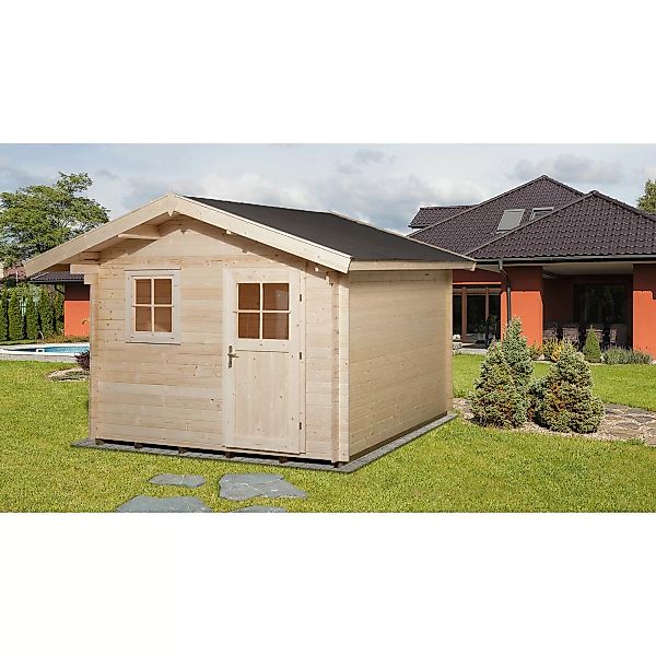 Weka Holz-Gartenhaus Satteldach Unbehandelt 380 cm x 324 cm günstig online kaufen