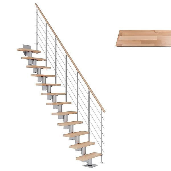 Dolle Mittelholmtreppe Dublin Buche Perlgrau GH bis 292 cm Gerade 75 cm FSC günstig online kaufen