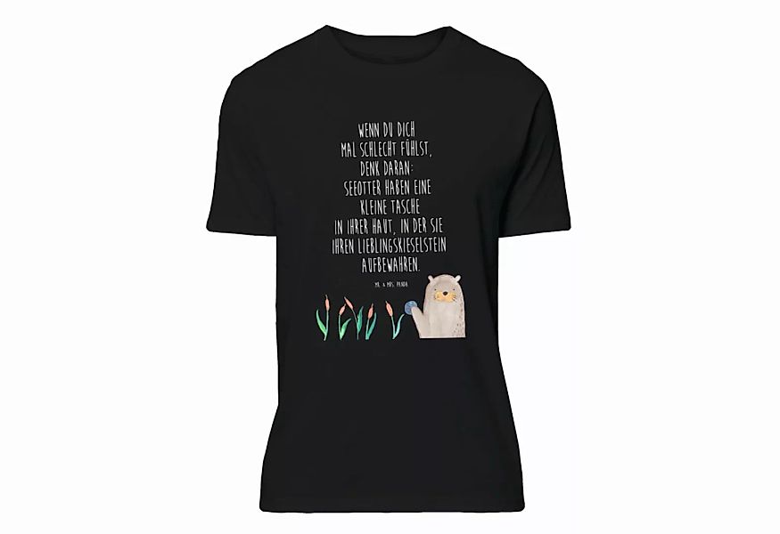 Mr. & Mrs. Panda T-Shirt Otter mit Stein - Schwarz - Geschenk, T-Shirt mit günstig online kaufen