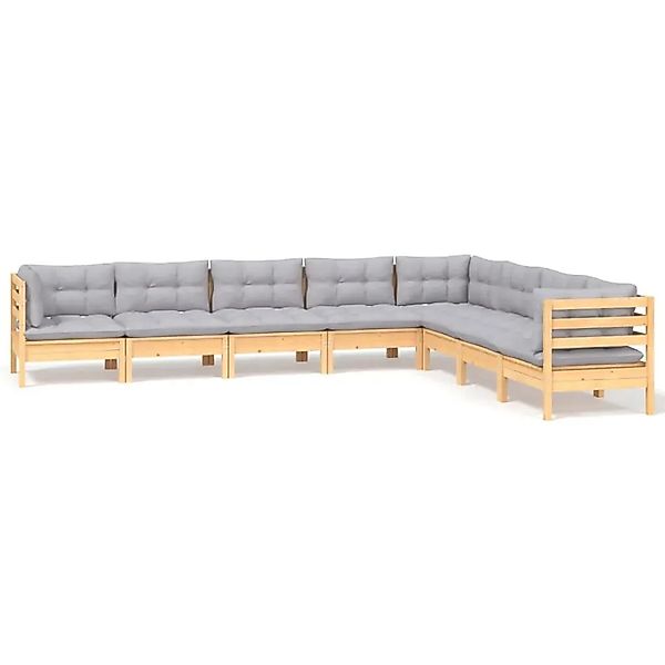 vidaXL 8-Tlg Garten-Lounge-Set mit Grauen Kissen Kiefer Massivholz 3096802 günstig online kaufen