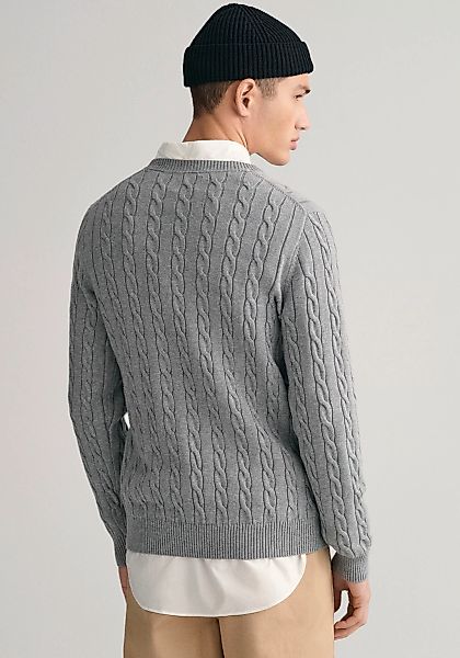 Gant Strickpullover "COTTON CABLE C-NECK", mit Wappen-Logostickerei auf der günstig online kaufen