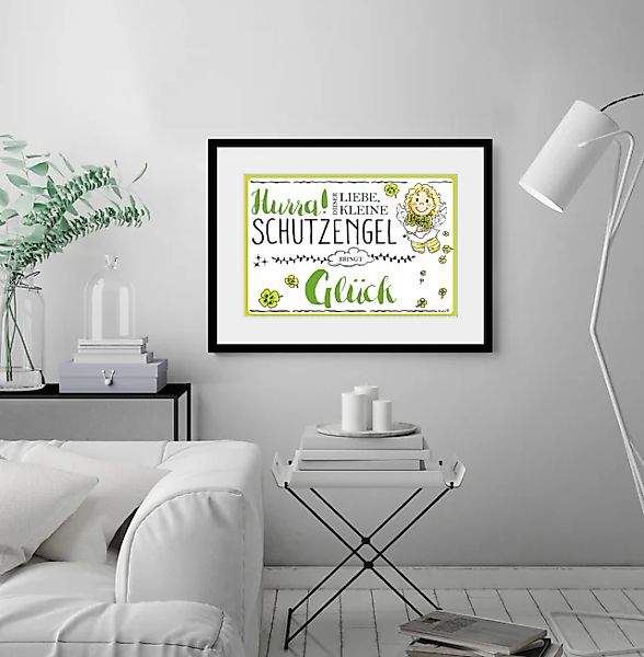 queence Bild »Schutzengel Kleeblatt«, Engel-Himmel-Stern-Sterne-Schriftzug- günstig online kaufen