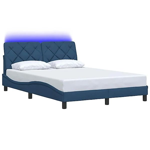 vidaXL Bettgestell mit LED Ohne Matratze Blau 140x190 cm Stoff 3310670 günstig online kaufen