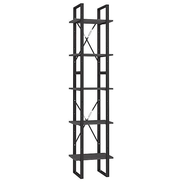 VidaXL Bücherregal 5 Fächer Grau 40x30x175 cm Massivholz Kiefer günstig online kaufen