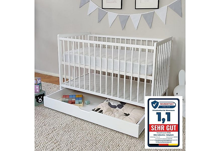 Kids Collective Babybett Babybett Kinderbett Gitterbett 60x120 Set mit Schu günstig online kaufen