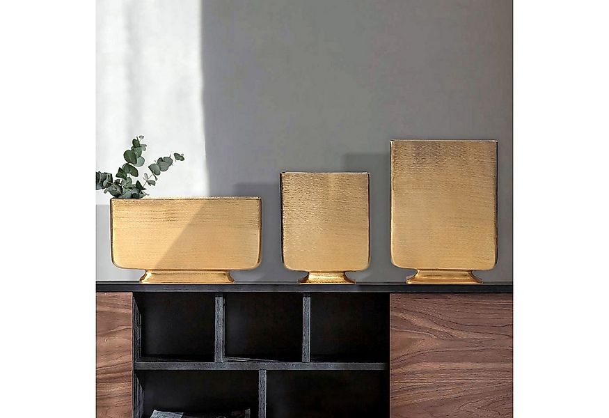 FINEBUY Tischvase FB65070 Vase 3er Set Blumenvase Aluminium Dekovase Modern günstig online kaufen